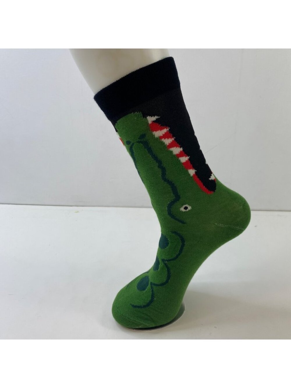 Mens Crew Socks Set 1 Alligator Print Green Black White Pink